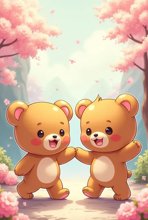 Chibi cartoon
2 little teddy bears
dances
Japanese Anime Picture Style