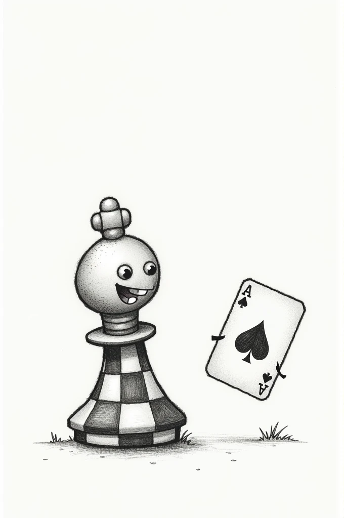 I draw a checker with a card with paper and pencil

