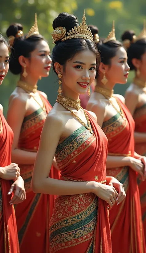 Thai women in national costumes