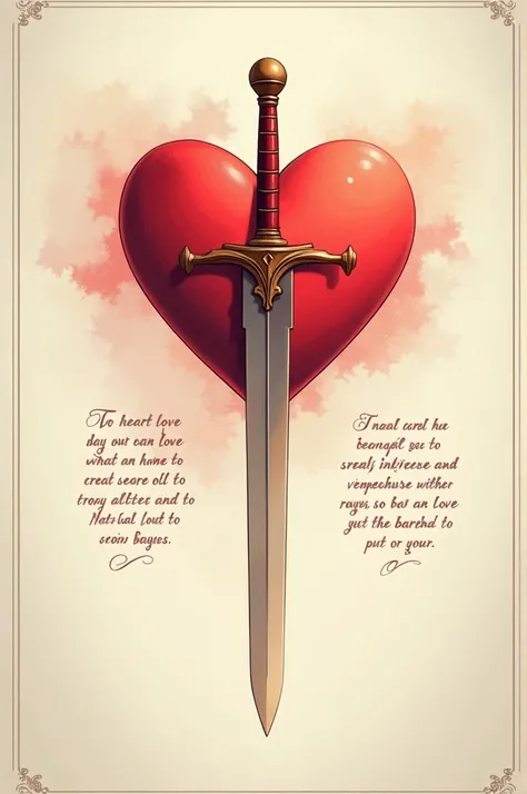  Heart and sword card,with love quotes 