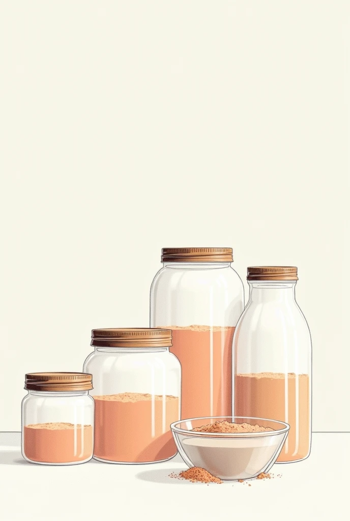 Create an image that is just lines of protein powder in containers