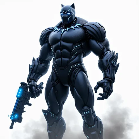 Black Panther (terminator) от Marvel Comics, fantasy setting, Dynamic poses, whitebackground, Character concept, character art, Character portrait, beste-Qualit, best resolution, 8K