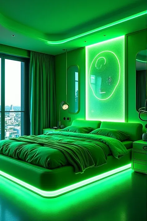 Neon green bedroom 