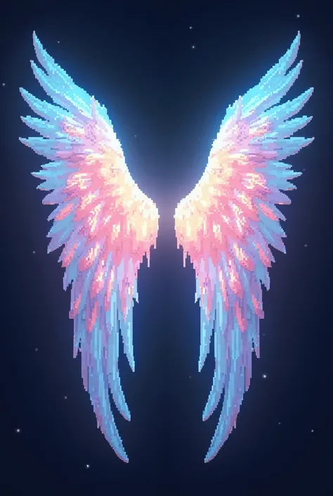  Could you create the image of angel wings that shine??  Thats just wings with nothing but bright angel wings ,  format that is not realistic if the image  ,  That is pixelated from a video game and says the phrase  "Wayz "  on the wings .  And that the im...