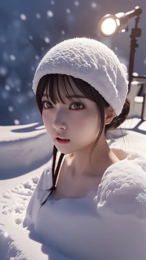 snow, hot spring, snowでできたウサギ, ( realistic :1.5), ( Details:1.5), ( High Quality :1.5), ( high definition :1.5), (Three-dimensional:1.5), ( Cinematic Lighting :1.5), ( Cinematic Shadow :1.5), ( insane shading:1.5), (snow:1.5),( glossy skin :1.4),