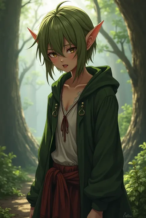 Anime elf in torn clothes before rape