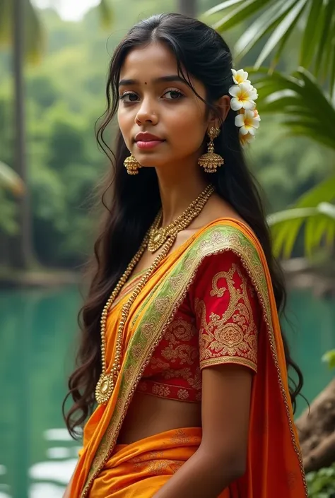 A girl with Kerala traditional dress
