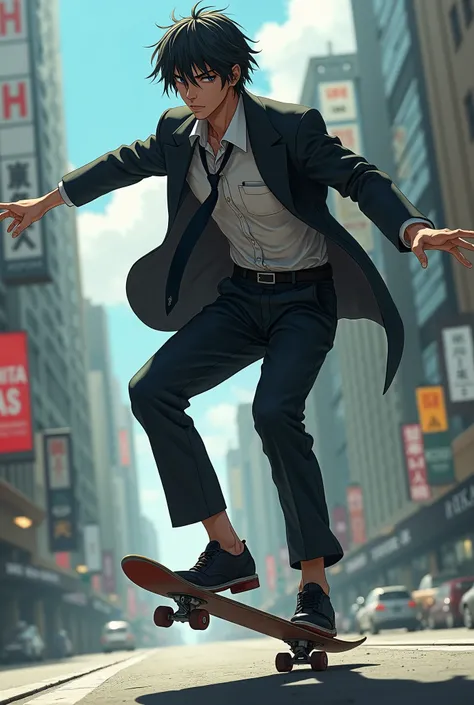 detective Conan character shuichi akai on skateboard