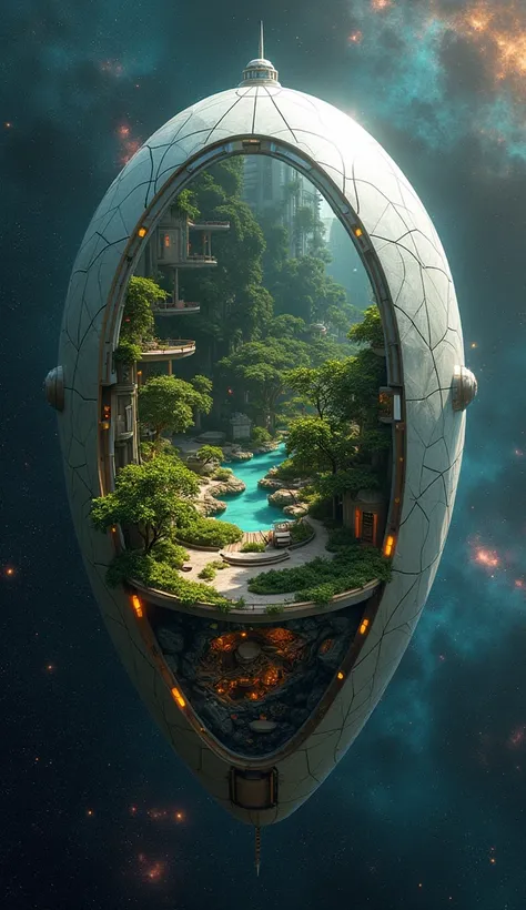 Oasis-shaped spaceship
