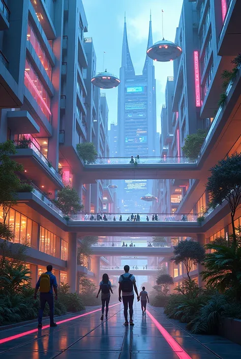 Cyberpunk , A futuristic but modern school , with an overall bright atmosphere , so you can see it at a glance like a game map