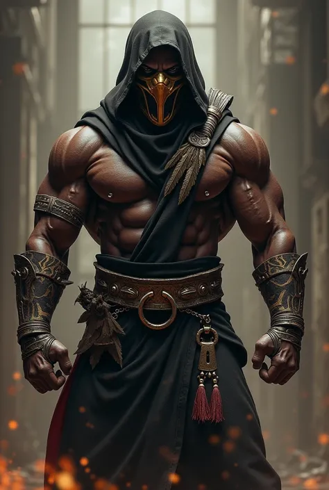 Dark skin Mort Kombat character with mask 