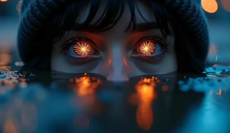 A close-up of his eyes shows the reflection of the 2025 holographic fireworks, juxtaposing the brightness of the new year with his inner sadness.
The camera tilts downward to show his feet standing in a puddle, rippling with the distant vibrations of the f...