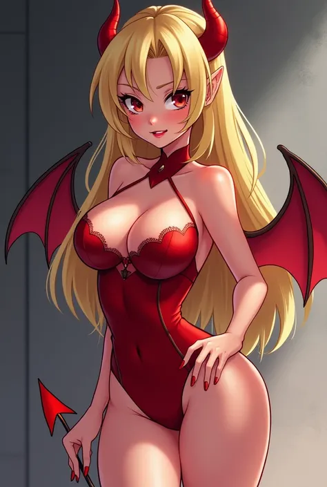 Star Butterfly with an innocent look dressed as a devil with a very seductive short skirt