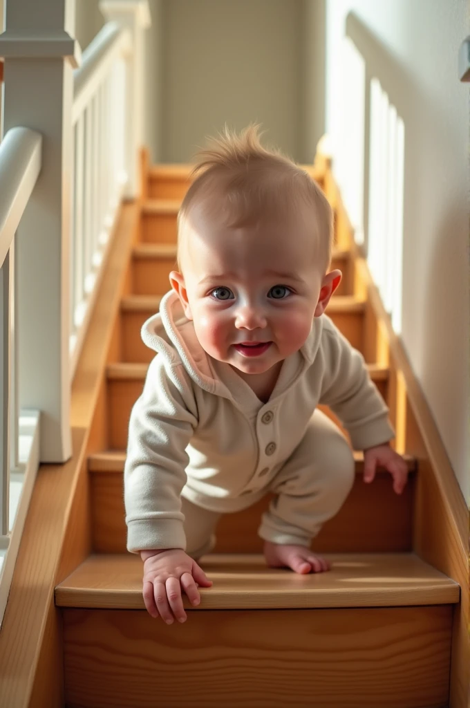 Picture a  baby climbing stairs