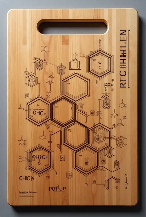 Organic chemistry themed cutting board design
