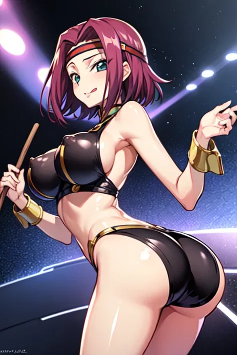 Karen from Code Geass, standing, Big Breasts, nsfw,short hair, sticks out his tongue , smile, best quality, big butts、