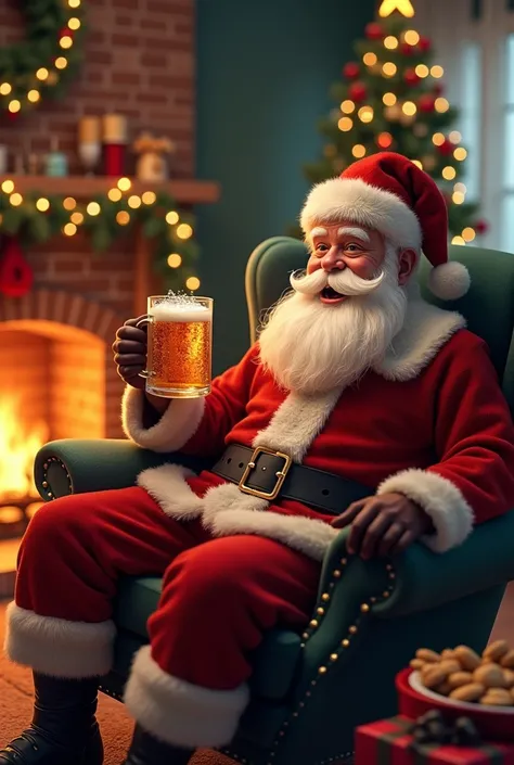 Santa Claus Drinking Beers 