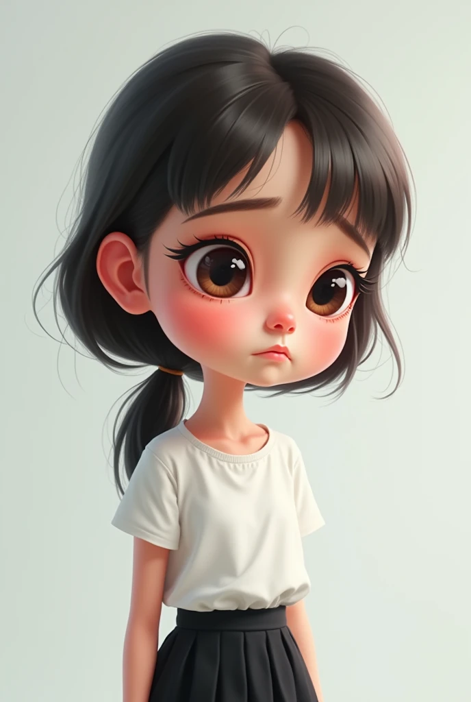 arafed girl in a white shirt and black skirt in sad face, caricature illustration, caricature style, high quality portrait, caricature!!!, cartoon portrait, professional illustration, cameron diaz portrait, caricature, realistic portrait photo, in cartoon ...