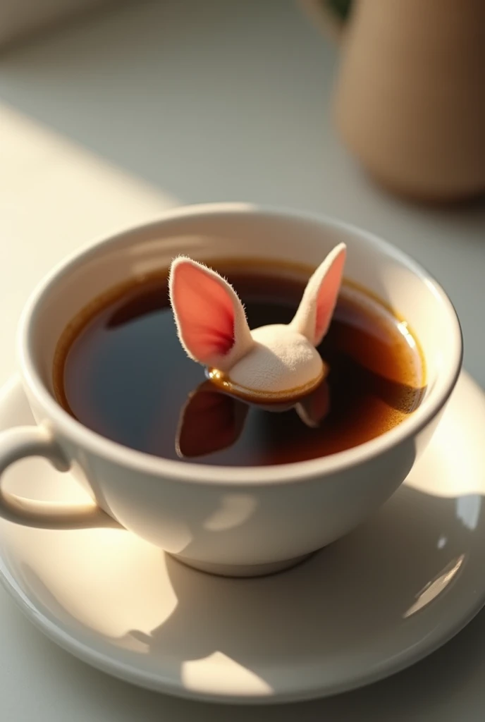 Dog ear in coffee cup