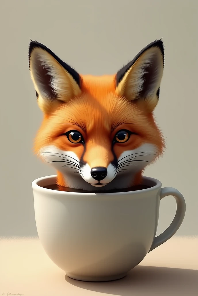 Fox head in coffee cup