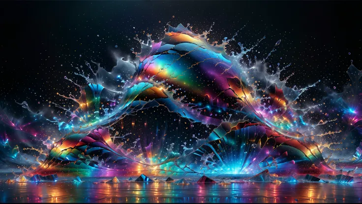 A Masterpiece In 32K Resolution, Supreme Quality, Super Detail, Official Art, Very High-Resolution 32K Wallpaper, Beautiful And Aesthetic, Ultra-Detailed Features, Awe-Inspiring Detail. A Stunning 32K Abstract Scene Featuring Shattered Prisms Suspended In ...