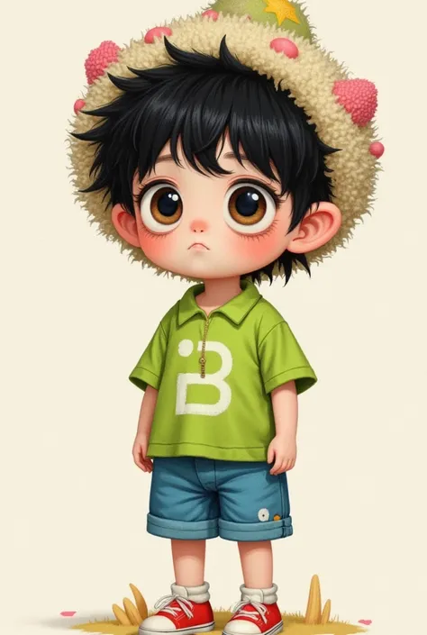  Chibi a cartoon baby in a green shirt and blue shorts, Cute digital painting, 可爱的数字艺术,  cute and detailed digital art , Lovely portrait, Lovely art style, Beautifully detailed artwork,  cartoon art style ,  super cute and stylish redhead girl , Cute reali...