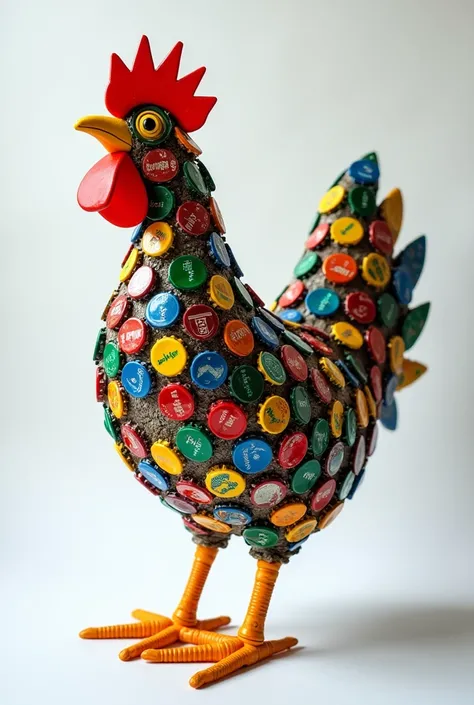 Chicken with bottle caps 100% Recycling 