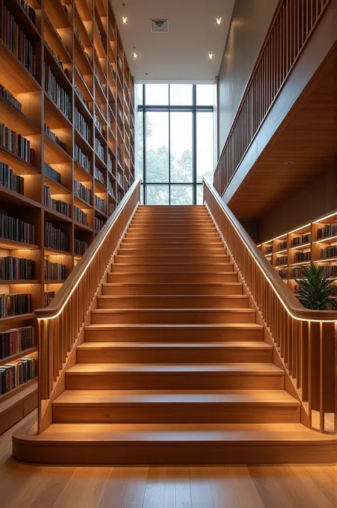 library staircase that is safe and good in the space
it has a slope
the stairsteps measures ≈ 3.066987298 meters
landscape picture 