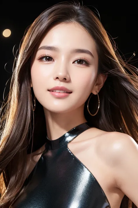   Face Closeup  、
Huge 、Long brown hair、Shiny, Oily skin、    Glowing Skin  、  white skin、Flying debris,   best quality, Realistic,   very detailed, finely,   High Resolution  ,  8k デンデ wallpaper, Beautiful woman,, Light Brown, Messy Hair,  Sharp focus,   p...