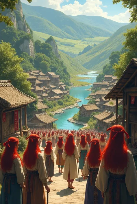 A race known for their red hair has lived in harmony for centuries, engaging in peaceful trade with neighboring tribes.