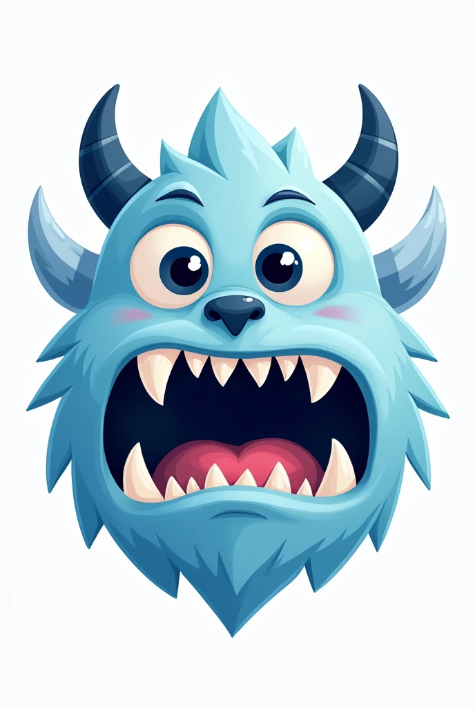 Design a cartoon-style logo featuring the oversized monster head as the central focus. The head is designed with exaggerated proportions to make it playful and eye-catching. It includes sharp triangular teeth lining its wide-open mouth, big expressive eyes...