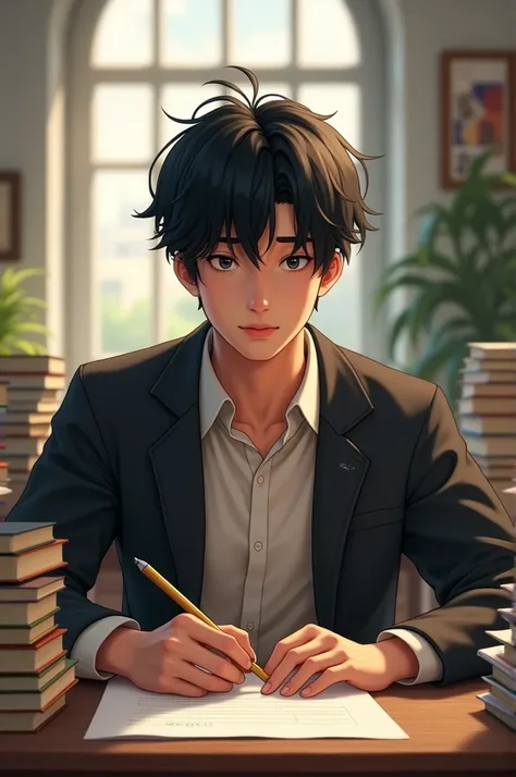 Male student with dark hair wearing