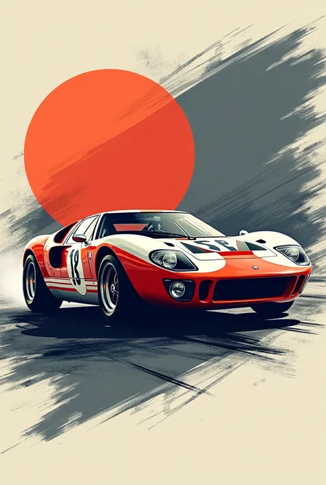 T-shirt Motorsport themed t-shirt with agressive gt40 car side angle but minimalistic TSHI
