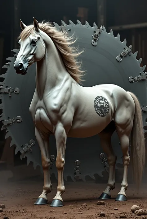 Put the logo on the horse from the circular diamond saws as Metal Blade