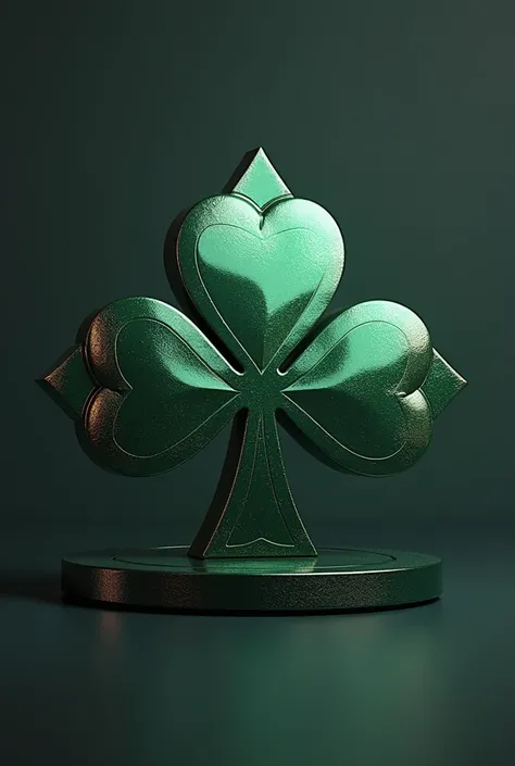 create me a poker card 3d logo clover; plain color solid background