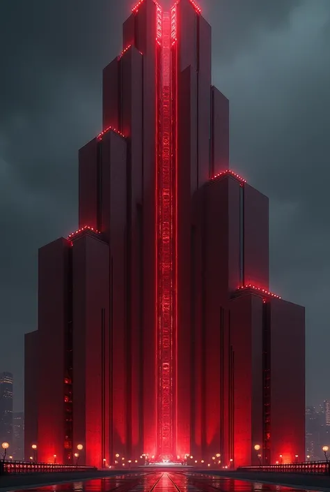 I want a partner building that has a long crystal shape and has several lengths. I mean, the side of the text is long and the sides are middle and smaller. The color is dark red included