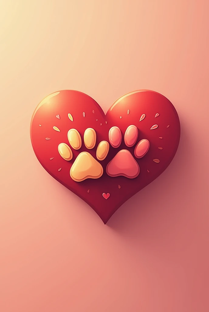 A pet-themed Valentines logo with two heart-shaped paw prints intersecting to form a larger heart, using warm tones.