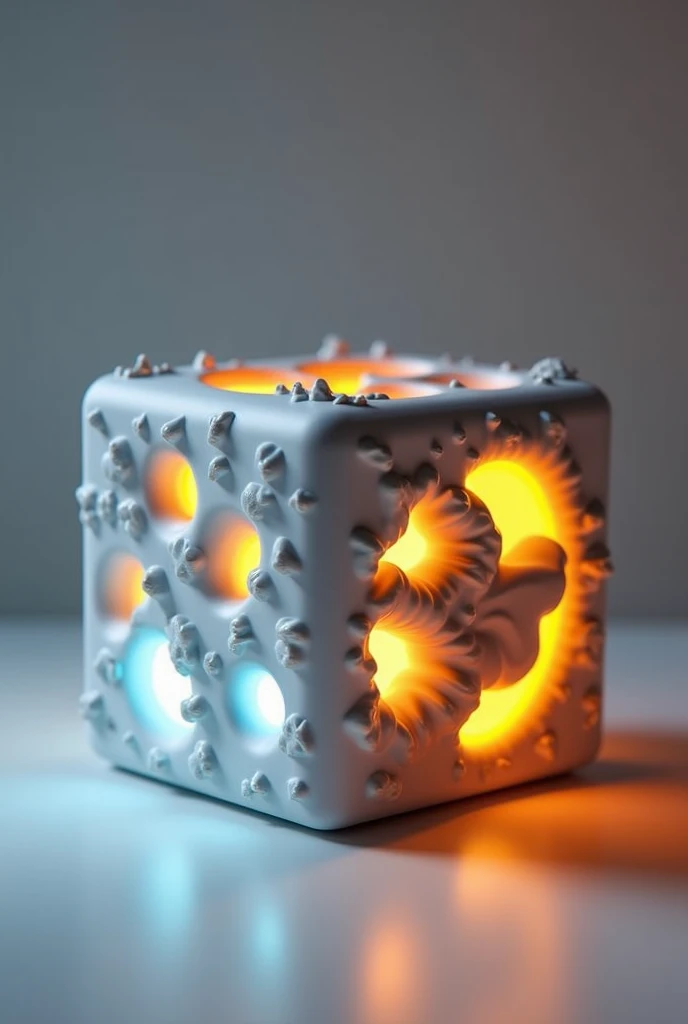 cube with different textures adapted with lights that help the concentration of an 18-month-old  to concentrate