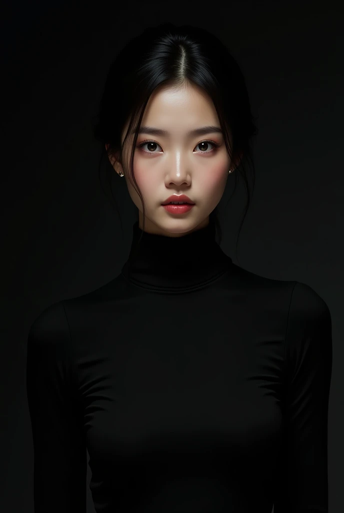 Asian girl wearing black full body 