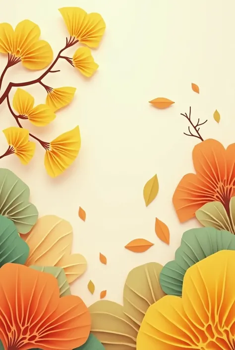 paper cutout　Colorful pastel colors　Ginkgo　autumn leaves