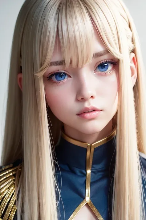  Portraits、uniform、Bright expression、 ponytail、Young shiny white skin、 Very First Innocence 、cute、Great looks、Blonde Light Reflections 、Platinum blonde hair with highlights、 shiny bright hair 、、Smooth、 Super Long Straight Silky Hair 、shiny beautiful bangs ...