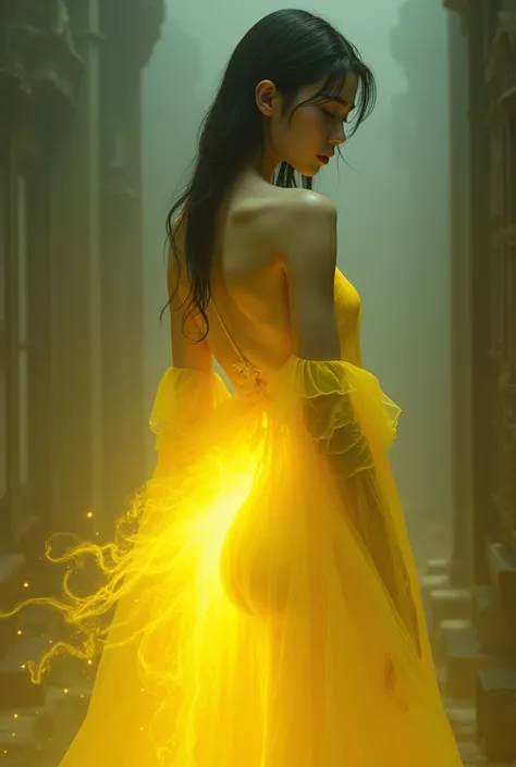 Picture a Korean woman emitting yellow gas from her anus