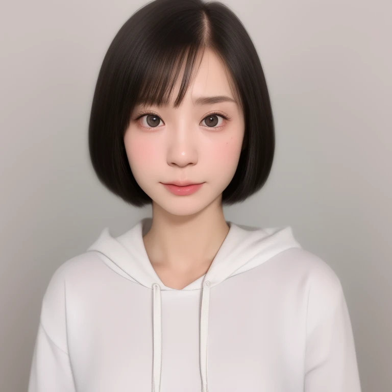 (kawaii 24 year-old Japanese girl, Nogizaka idol, Korean idol), healthy female athlete body, (glossy black hair, short bob, pixie cut, bangs:1.3), (rounded face, beautiful black eyes, single eyelid, no makeup:1.2), (serious expression, nervous, facing stra...