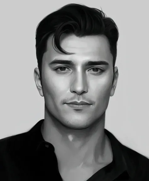 a black and white photo of a man with a shirt on, digital matt painting, digital portrait, digital art portrait, digital sketch, digital illustration portrait, digitalportrait, # 1 digital painting of all time, #1 digital painting of all time, 2d portrait,...