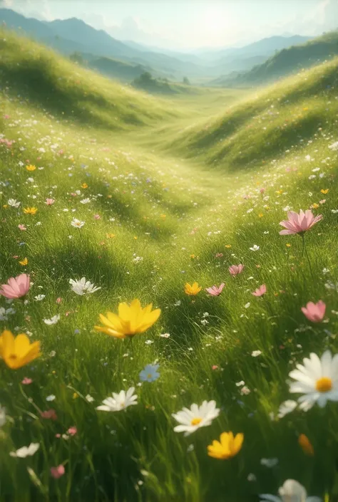 A field full of blooming flowers