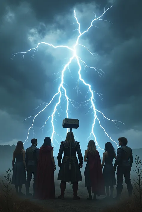 Seven people
Mjolnir
Lightning strikes from the sky