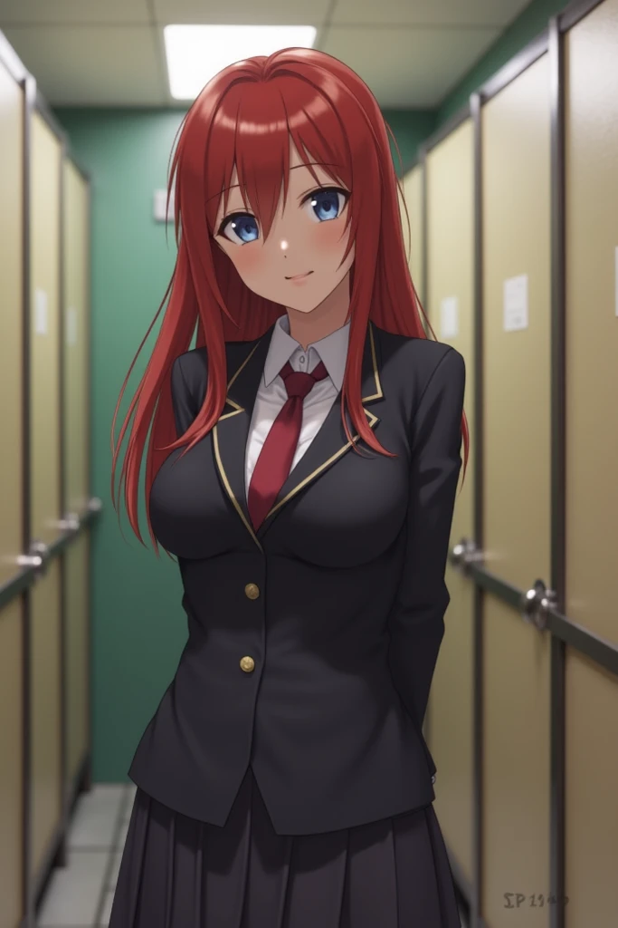 18yo Red head Japanese at school uniform with huge breasts masturbate at toilets