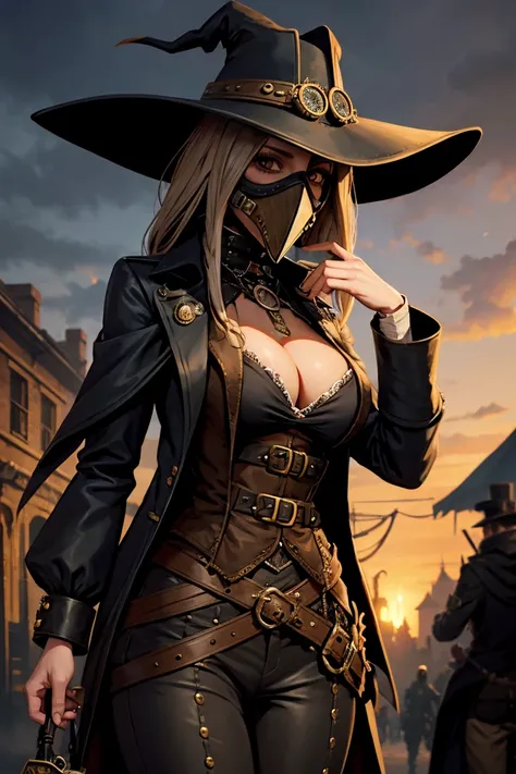 A female steampunk plague doctor