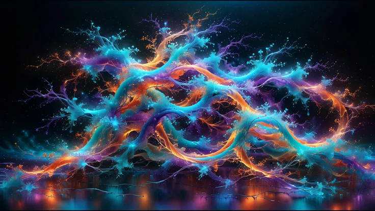 A Masterpiece In 32K Resolution, Supreme Quality, Super Detail, Official Art, Very High-Resolution 32K Wallpaper, Beautiful And Aesthetic, Ultra-Detailed Features, Awe-Inspiring Detail. A Stunning 3D Abstract Representation Of A Neural Network In 32K Resol...