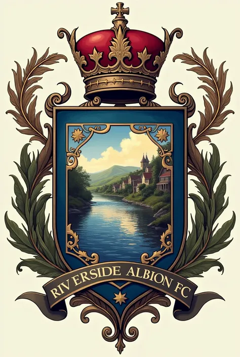 Escudo de Riverside albion FC podría ser un nombre creado para un club ficticio.  This name evokes a sense of English tradition , combining  "Riverside"  to reflect a picturesque location next to a river y  "albion,"  a poetic term that symbolizes England ...